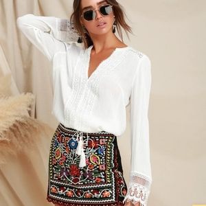 Lulu's Black Embroidered Mini Skirt